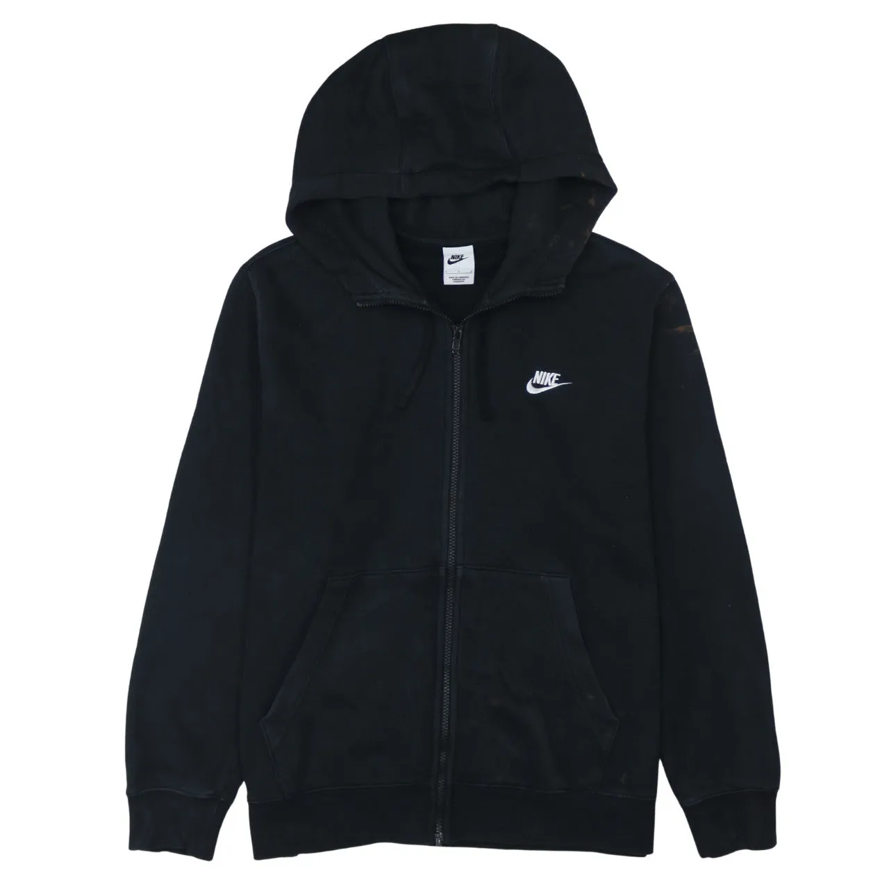 Vintage Nike Men's Large 90s Black Full Zip Swoosh Cotton Hoodie sold by Vintage Club