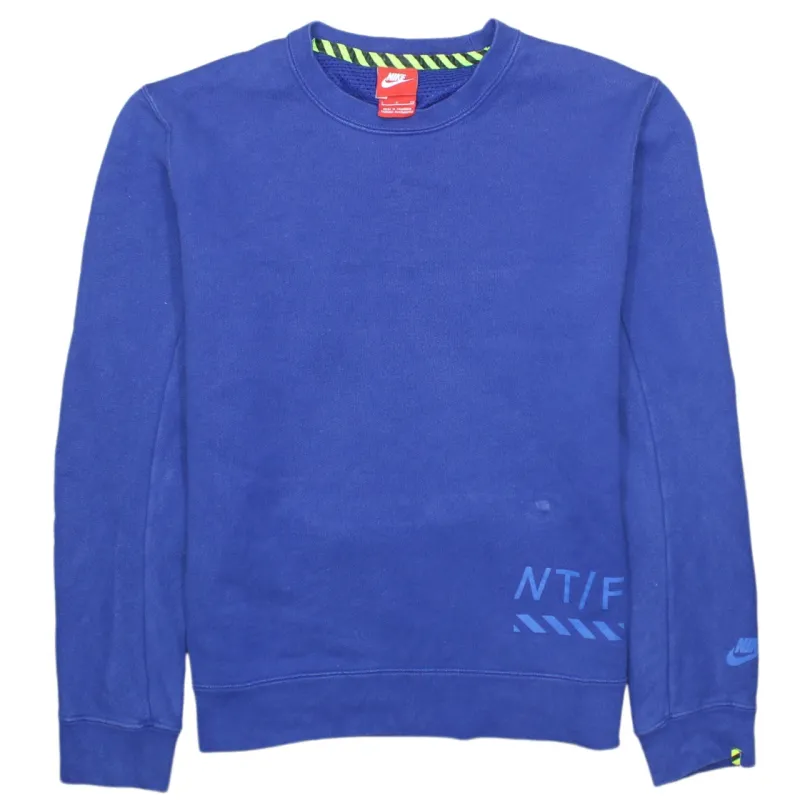 Vintage 90's Nike Small Cotton Blue Swoosh Crew Neck Sweatshirt made by Nike