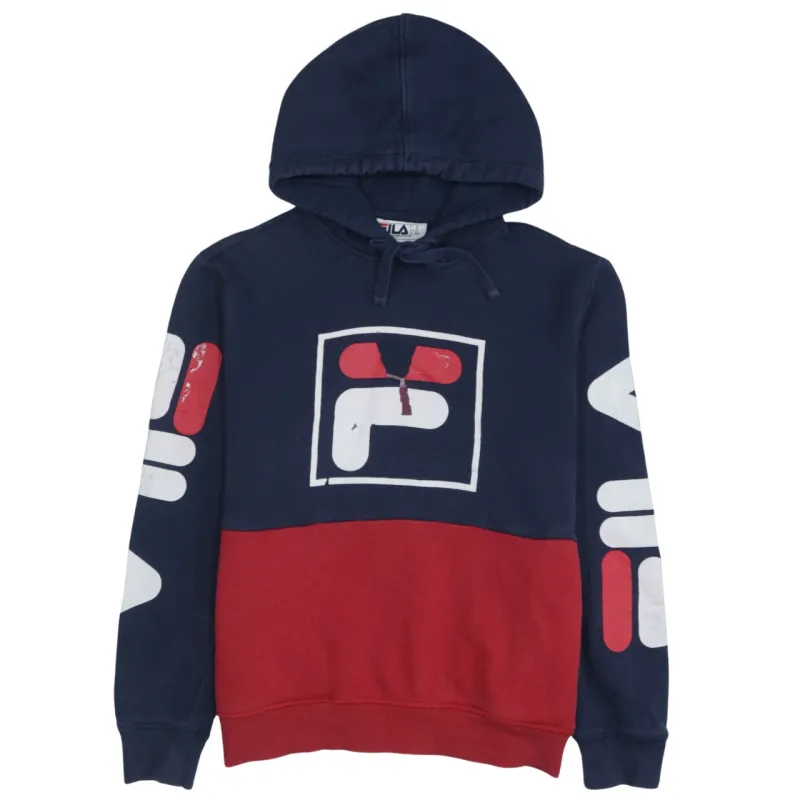 Fila Vintage 90s Navy Blue Pullover Hoodie XS Cotton Spellout Design made by Fila