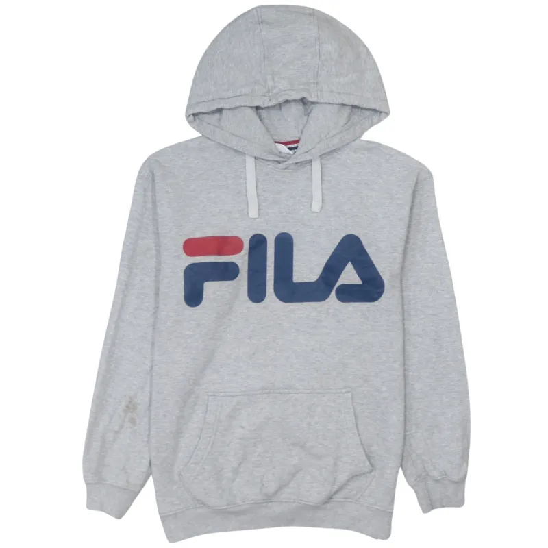 Fila 90's Vintage Grey Spellout Hoodie Small Cotton Pullover Jumper made by Fila