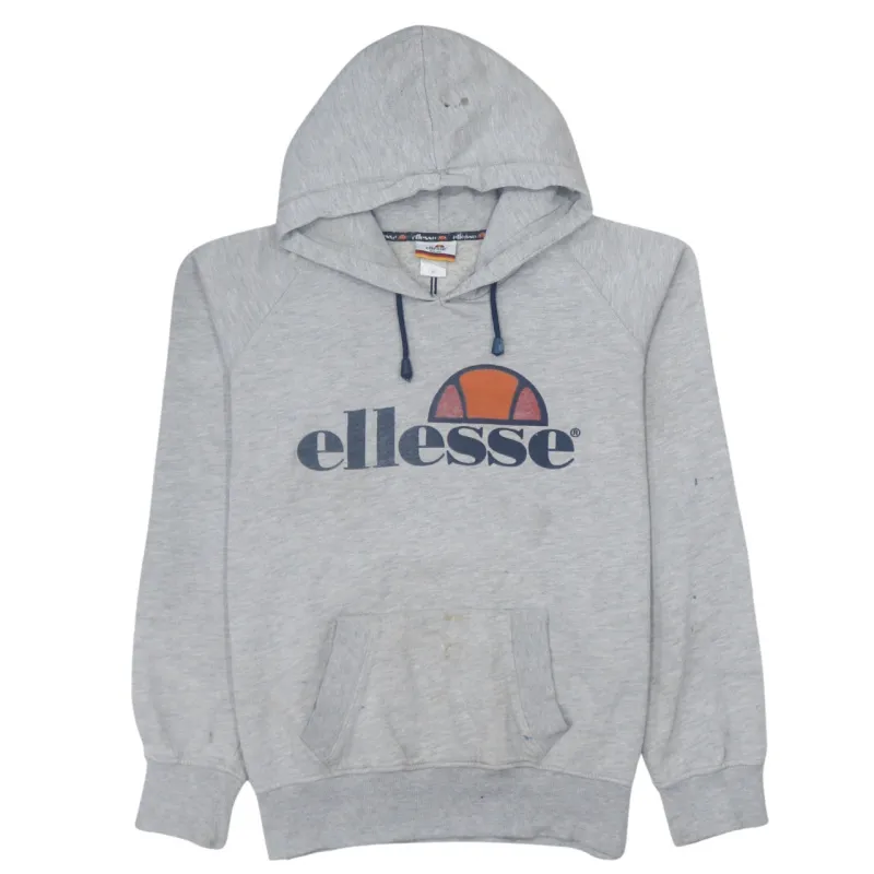 Ellesse Unisex Vintage 90s Grey Spellout Pullover Hoodie Medium Size sold by Vintage Club