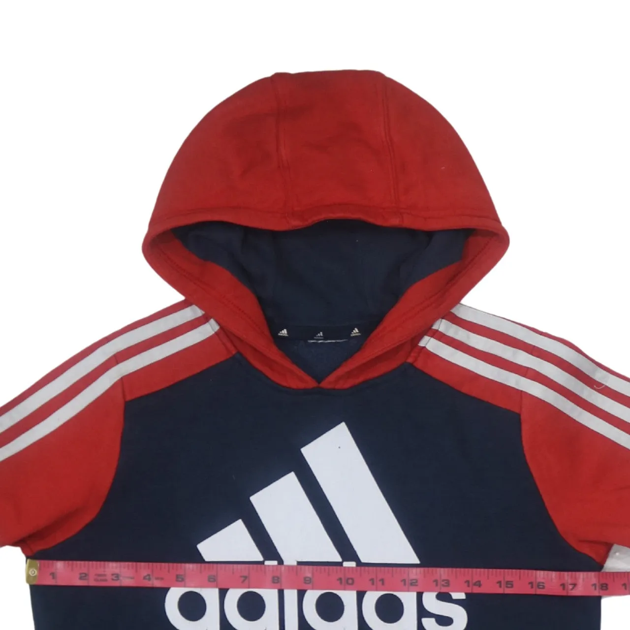 Adidas Men's Vintage Navy Red Pullover Hoodie XSmall Cotton Spellout sold by Vintage Club product image thumbnail 5
