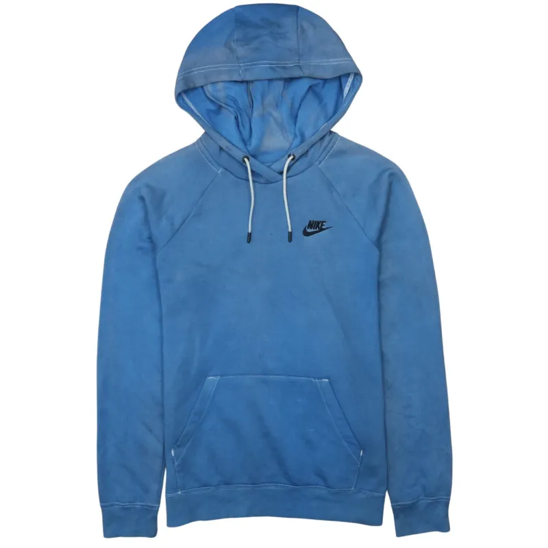Nike Blue Hoodie Men's Small Embroidered Swoosh Drawstring Pullover Sweatshirt sold by Vintage Club