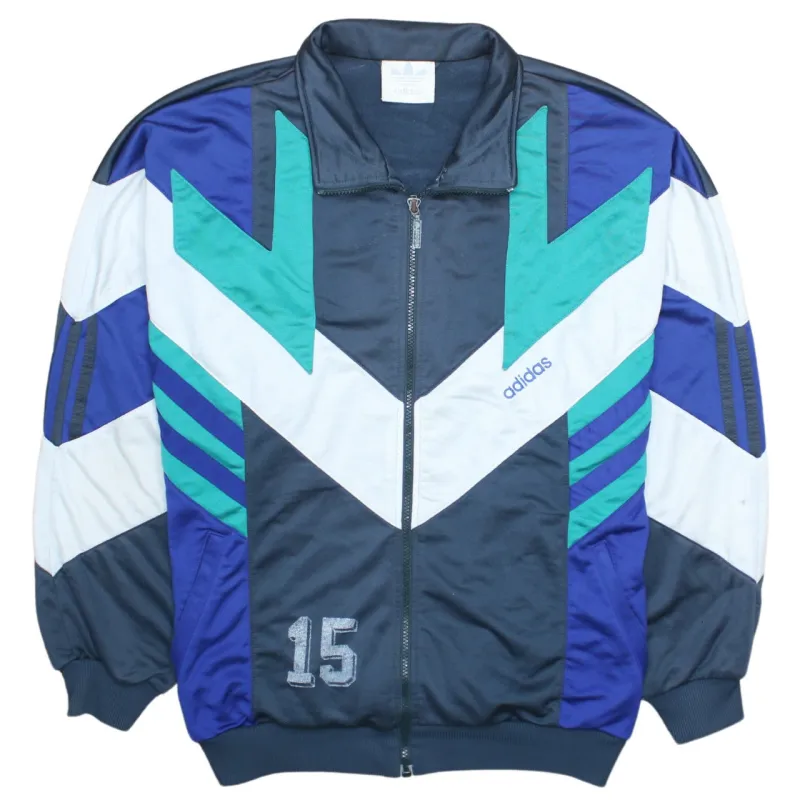 Adidas Men's Large 90's Vintage Navy Full Zip Sweatshirt Cotton sold by Vintage Club