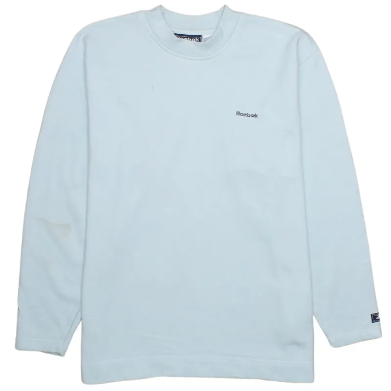 Women's Small Reebok 90's Vintage Blue Crew Neck Cotton Sweatshirt made by Reebok