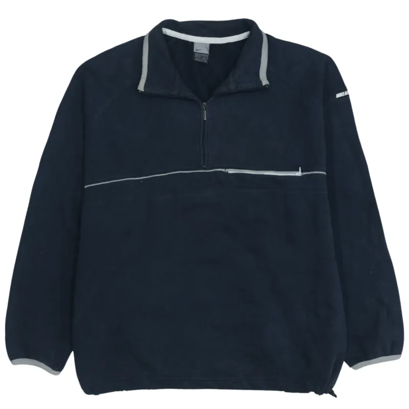 Nike Vintage 90s 2XL Navy Cotton Quarter Zip Sweatshirt Mens XXL made by Nike