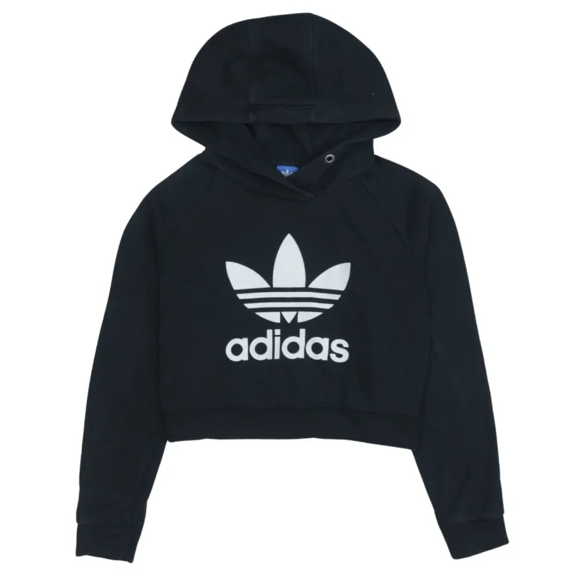 Adidas 90s Women's Small Black Spellout Cotton Hoodie Retro Style sold by Vintage Club