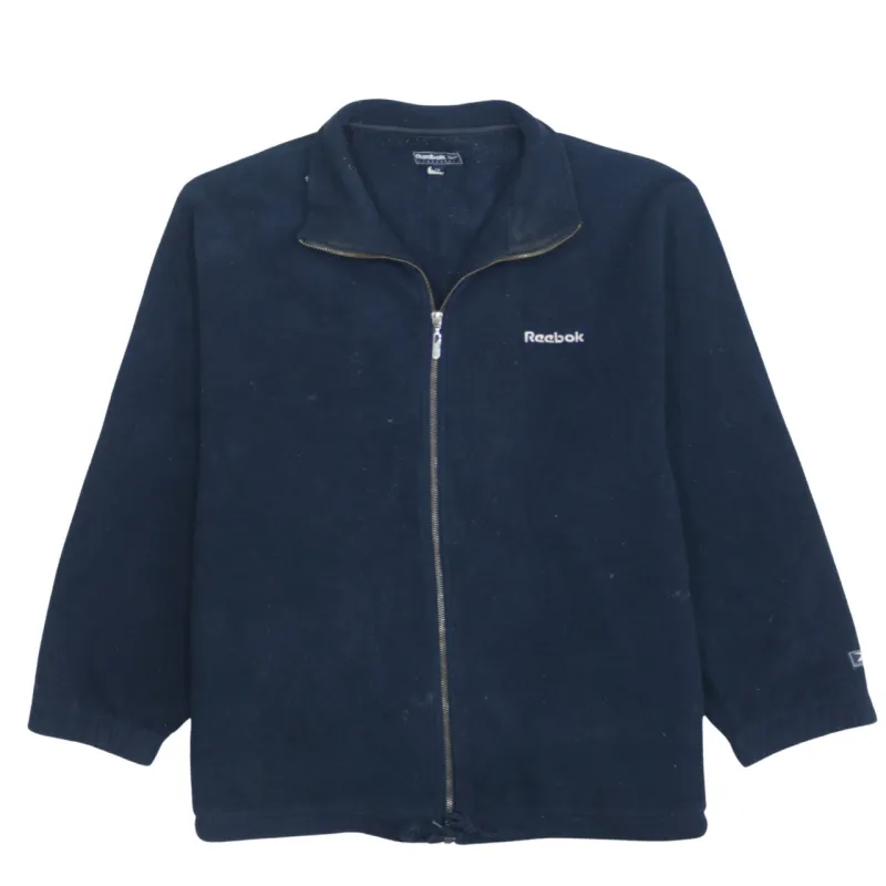 Reebok Vintage 90s Men's Medium Hiking Fleece Jumper, Navy Blue made by Reebok