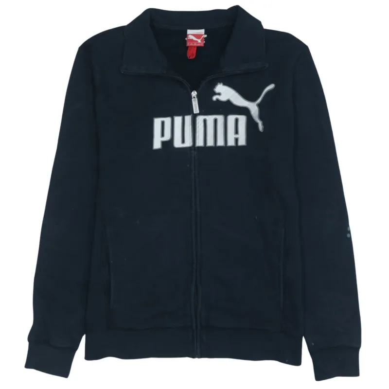 Puma Men's Vintage 90s Navy Blue Spellout Full Zip Sweatshirt M made by Puma