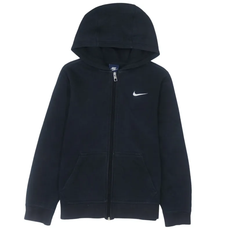Nike Vintage 90's Black Swoosh Women's Large Full Zip Hoodie Cotton made by Nike
