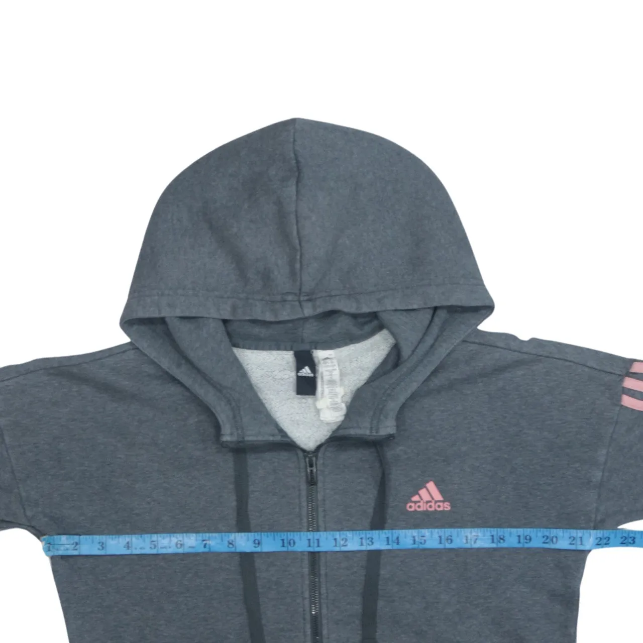 Adidas Women's Vintage 90s Grey Hoodie Small Striped Sleeve Zip Up sold by Vintage Club product image thumbnail 5