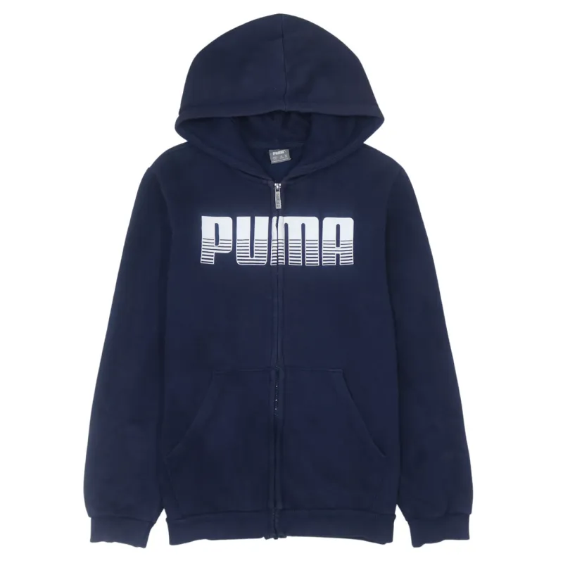 Puma 90's Navy Blue Spellout Hoodie Women's Large Full Zip Vintage made by Puma