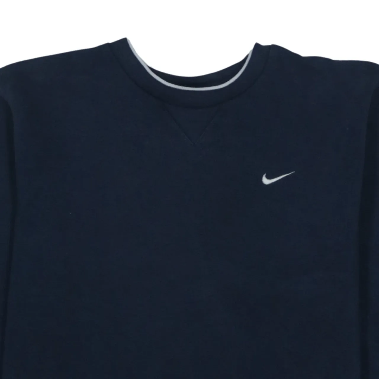 Vintage Nike 90's Women’s Navy Swoosh Sweatshirt, Large Crew Neck sold by Vintage Club product image thumbnail 3