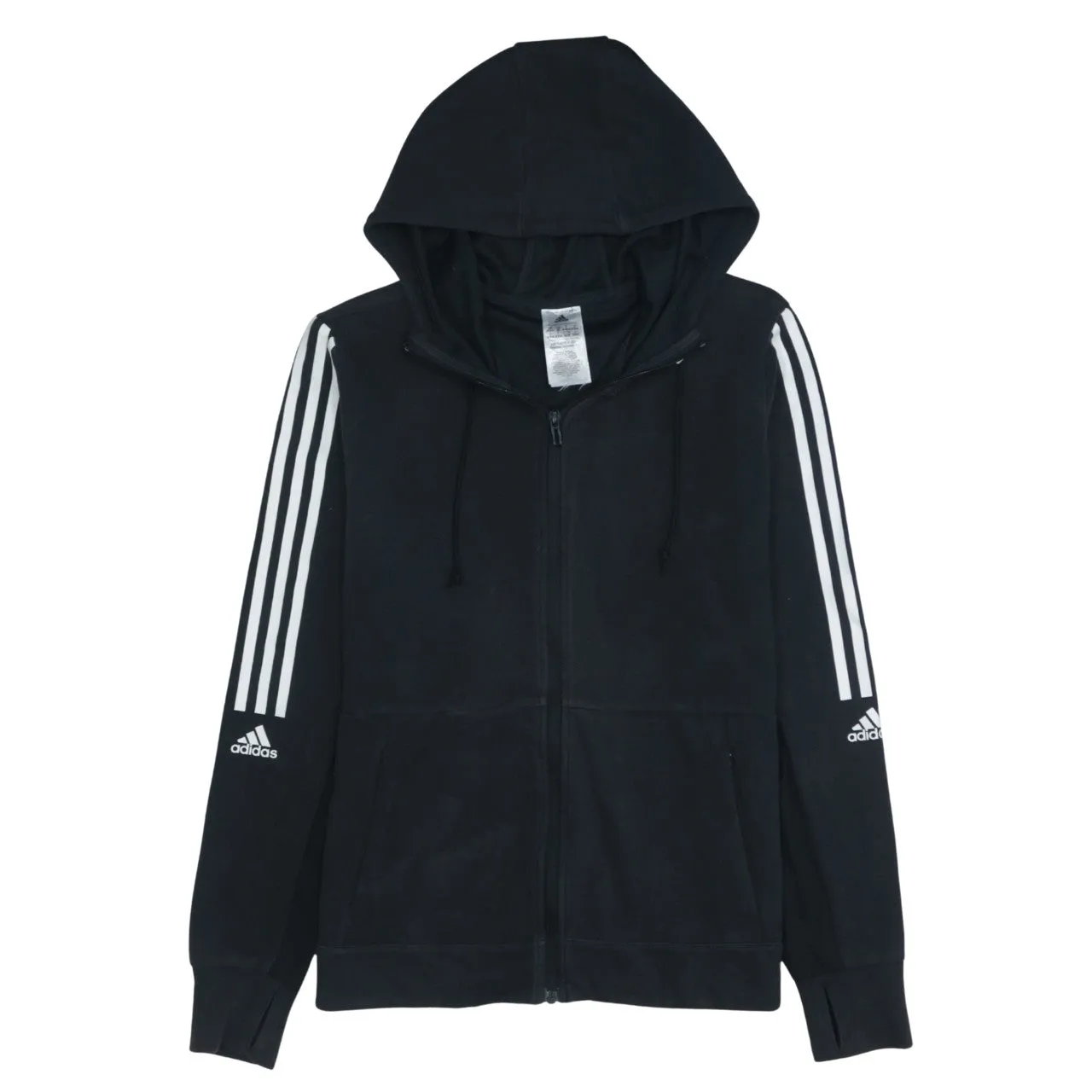 Adidas Women's Vintage 90s Black Striped Sleeve Zip-Up Hoodie Medium sold by Vintage Club