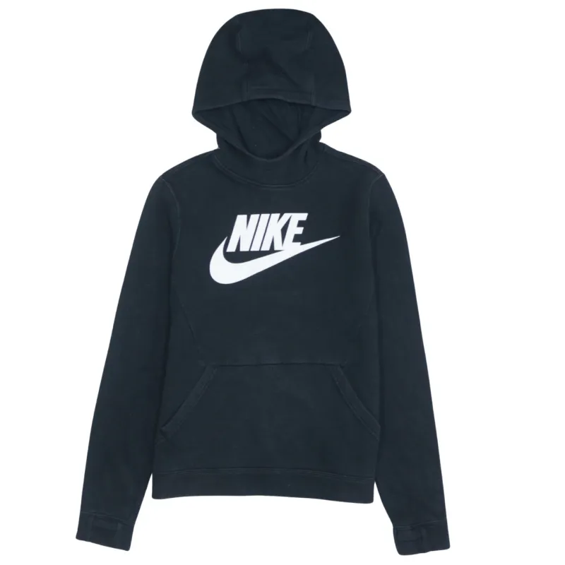 Vintage 90's Nike Black Hoodie Large | Center Swoosh Pullover Sweater made by Nike