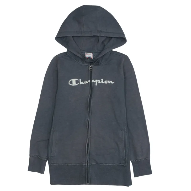 Champion 90's Vintage Grey Spellout Hoodie Women's Small Zip Up made by Champion