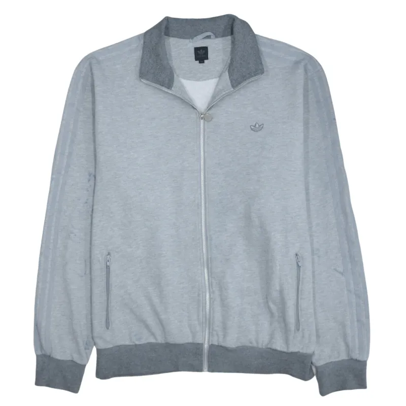 Adidas Light Grey Track Jacket Men's XXLarge 3 Stripe Sleeves Zip Pockets Trefoil Top sold by Vintage Club