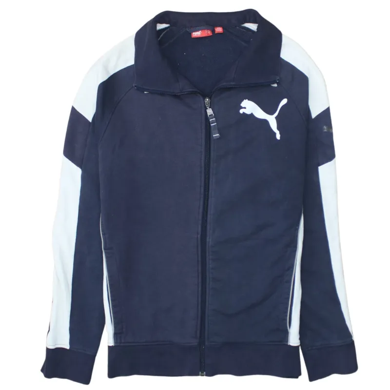 Puma Navy Blue Track Jacket Men's Small Printed Logo Contrast Sleeve Panels Zip Top sold by Vintage Club