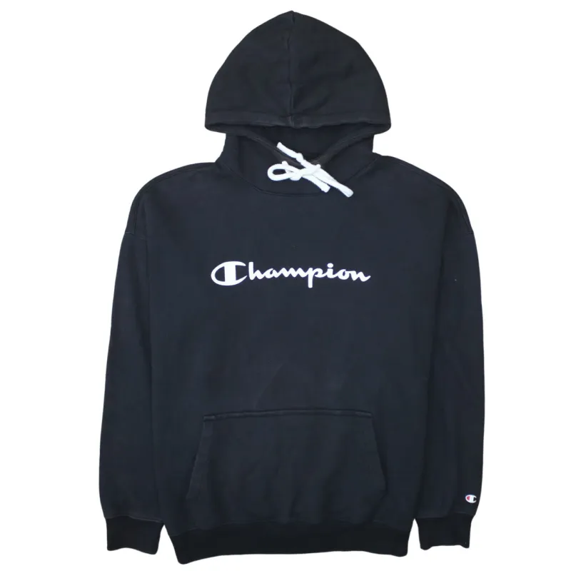 Champion 90's Spellout Pullover Hoodie Large Black sold by Vintage Club