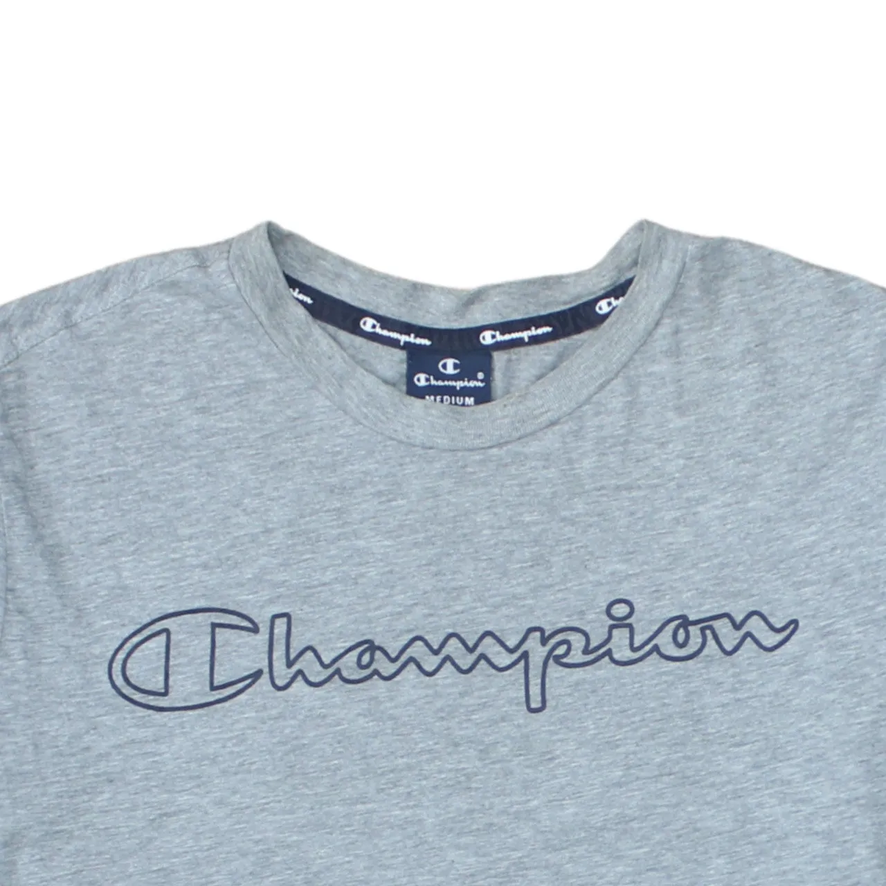 Champion Grey T-Shirt Men's Medium Script Printed Logo Short Sleeve Casual Tee sold by Vintage Club product image thumbnail 3