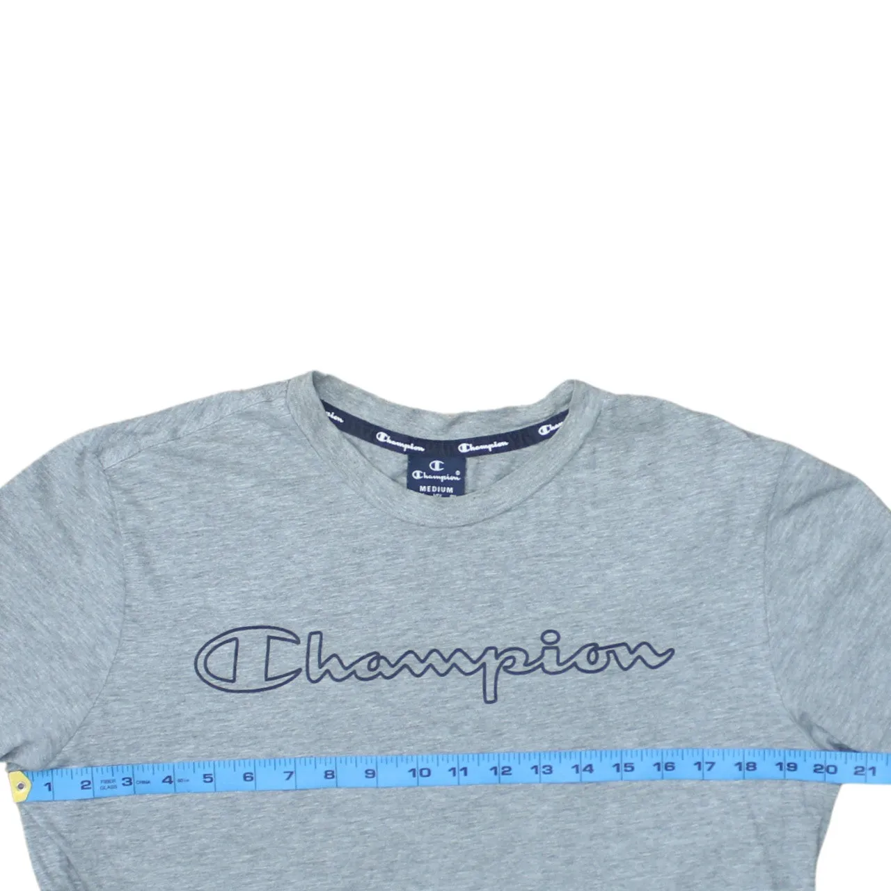 Champion Grey T-Shirt Men's Medium Script Printed Logo Short Sleeve Casual Tee sold by Vintage Club product image thumbnail 5