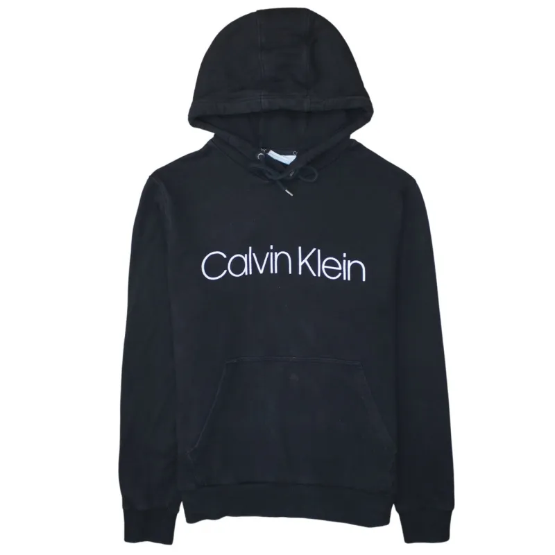 Calvin Klein 90's Spellout Pullover Hoodie Large Black sold by Vintage Club