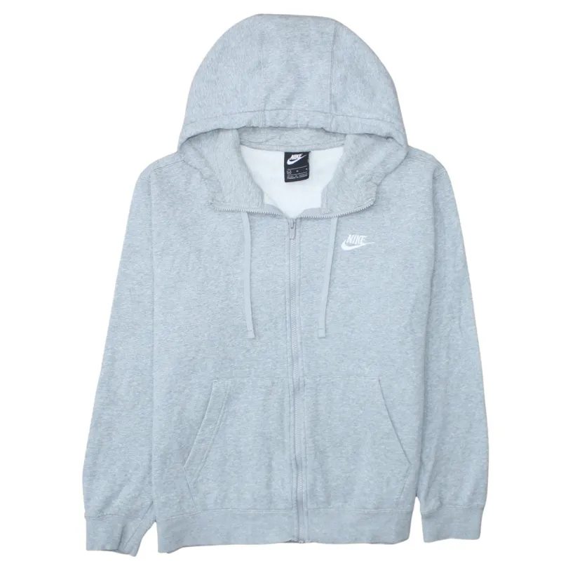 Nike Grey Full Zip Hoodie Men's Medium Embroidered Swoosh Split Pocket Fleece Sweatshirt sold by Vintage Club