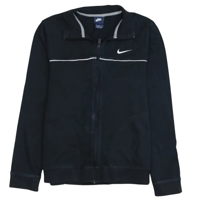 Nike Black Track Jacket Women’s Medium Embroidered Swoosh Full Zip Casual Sweatshirt sold by Vintage Club