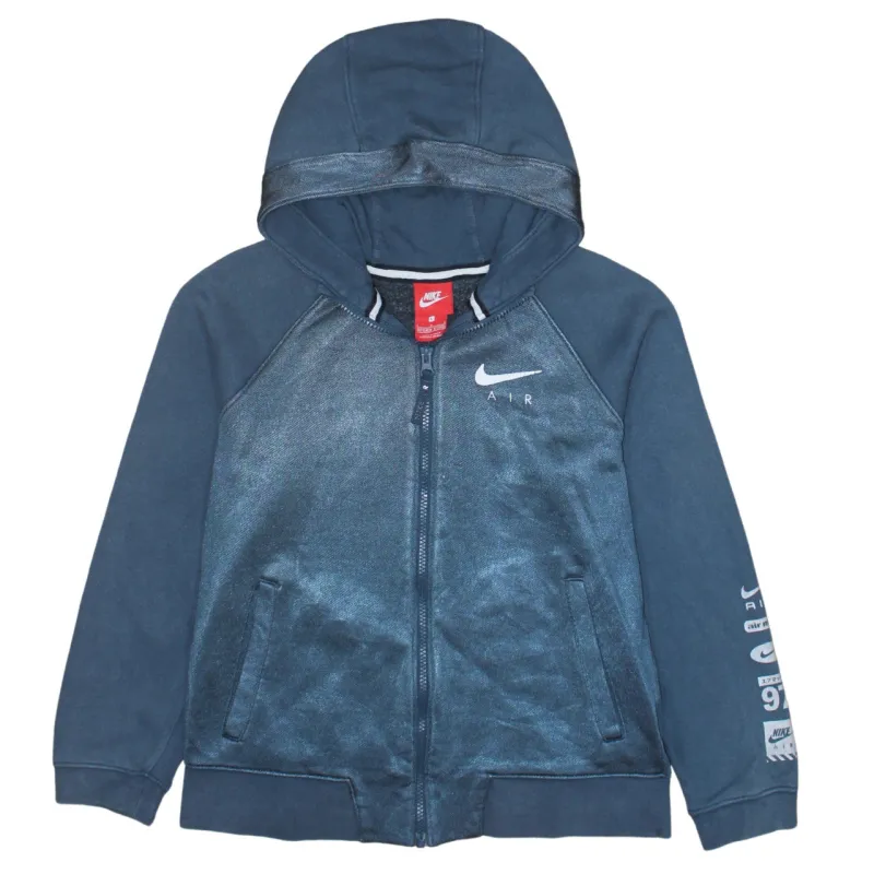 Nike Blue Full Zip Hoodie Women’s Large Printed Air Logo Sleeve Graphics Sweatshirt made by Nike