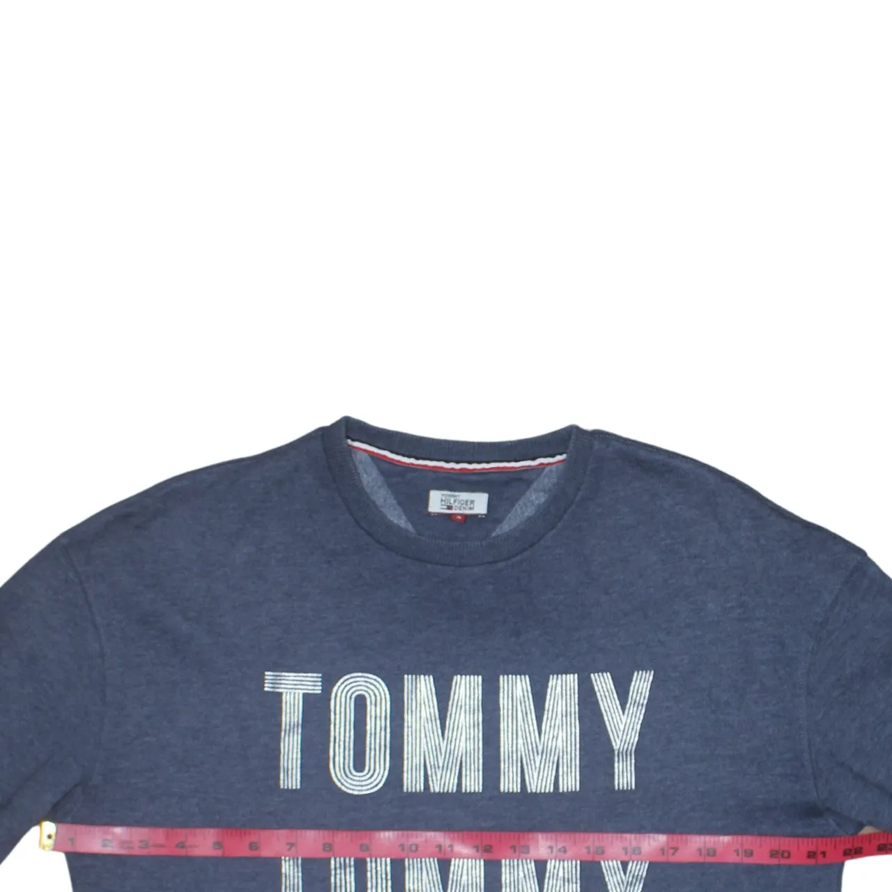 Tommy Hilfiger 90's Spellout Crew Neck Sweatshirt Small Blue sold by Vintage Club product image thumbnail 5