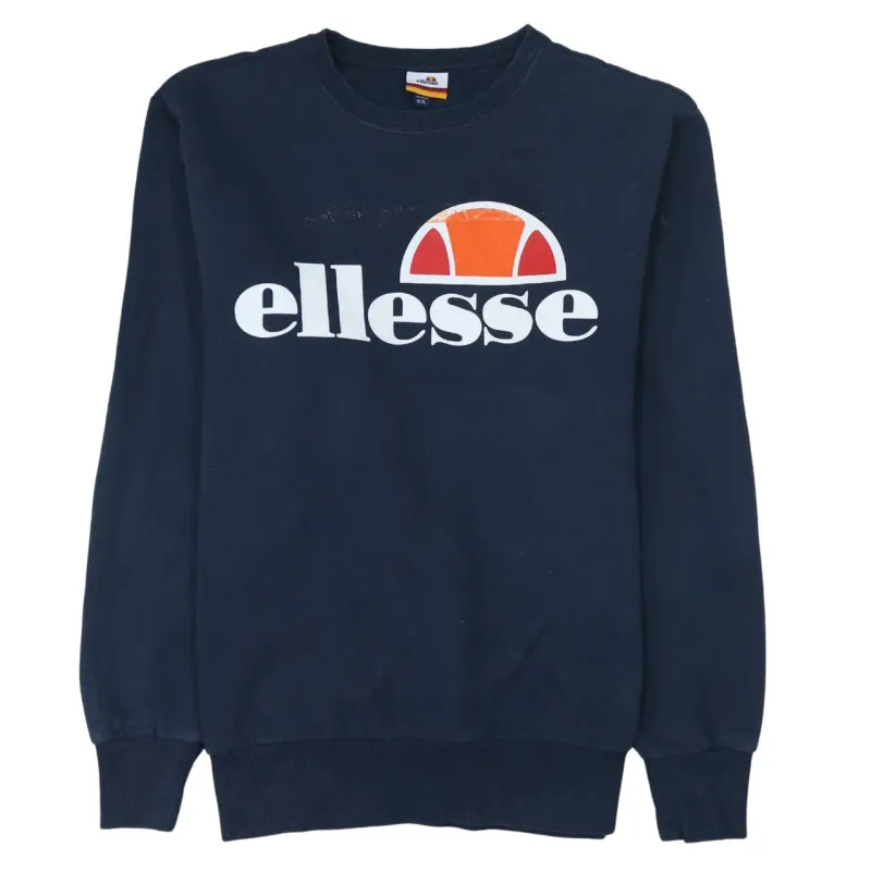 Ellesse 90's Spellout Crew Neck Sweatshirt Medium Navy Blue sold by Vintage Club