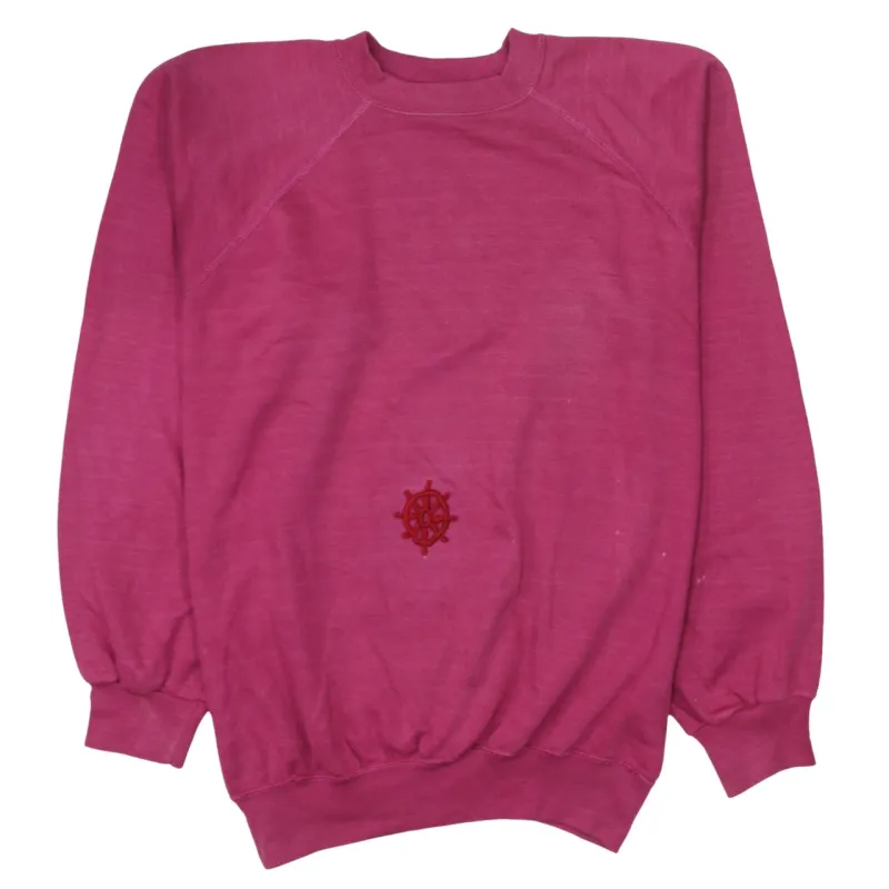 Champion Pink Sweatshirt Women's Large Embroidered Helm Logo Raglan Crewneck Pullover made by Champion