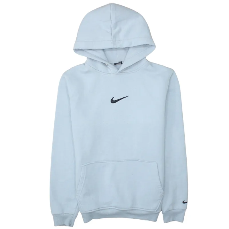 Nike 90's Center Middle Swoosh Pullover Hoodie Medium Blue sold by Vintage Club