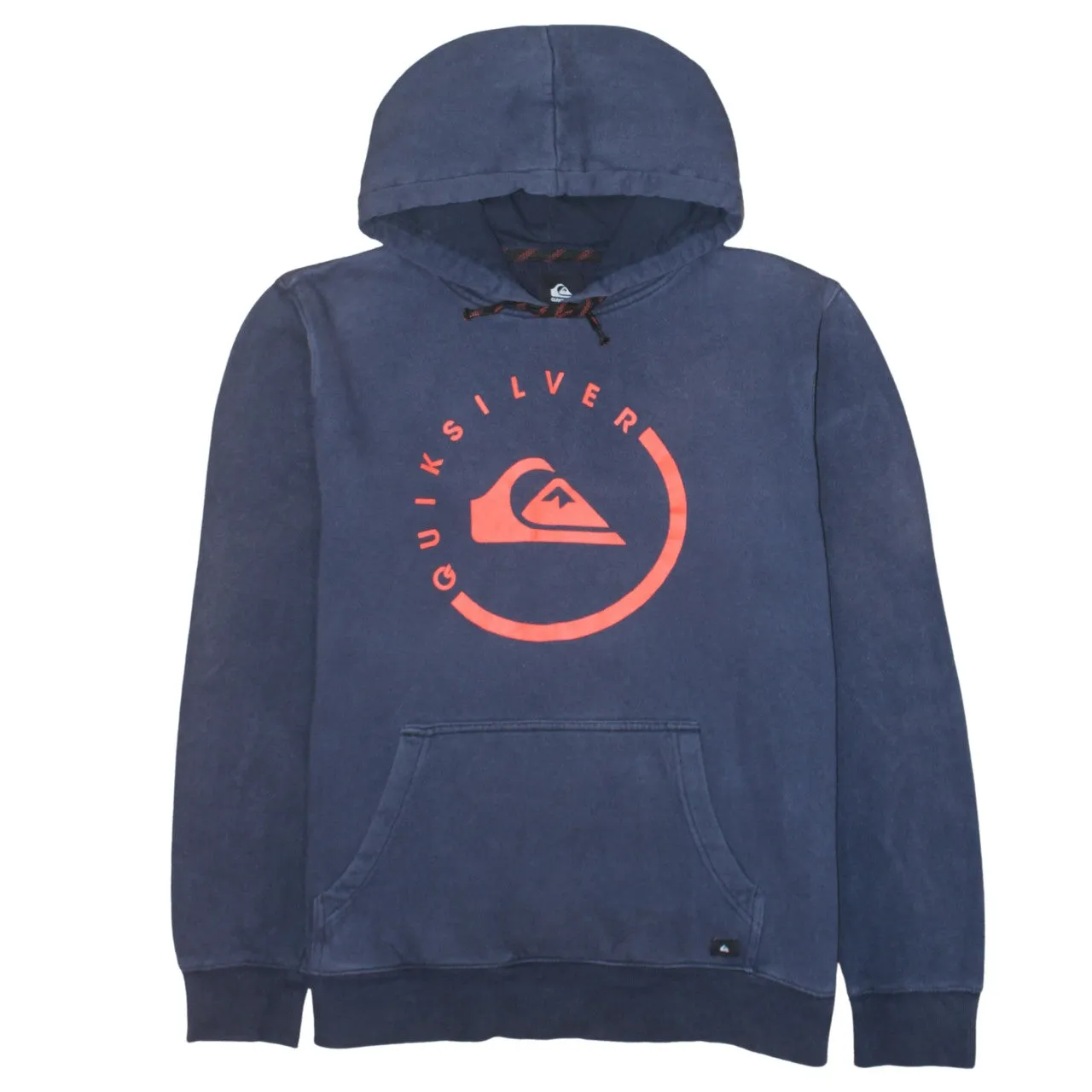 Quiksilver Navy Blue Hoodie Men's Large Printed Logo Front Pocket Pullover Sweatshirt sold by Vintage Club