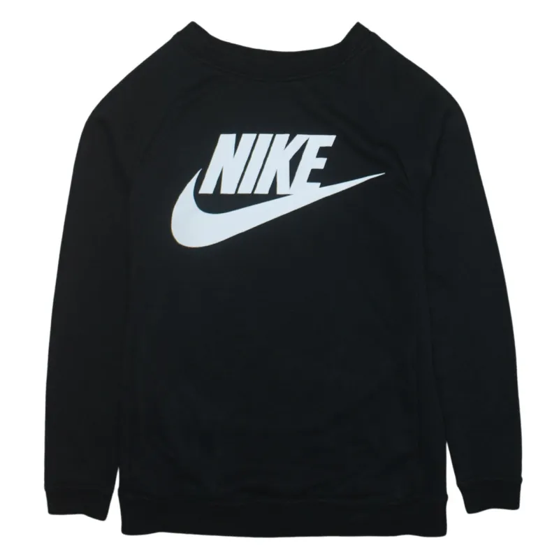 Nike Black Sweatshirt Men’s XSmall Printed Big Logo Crewneck Pullover Fleece Top made by Nike