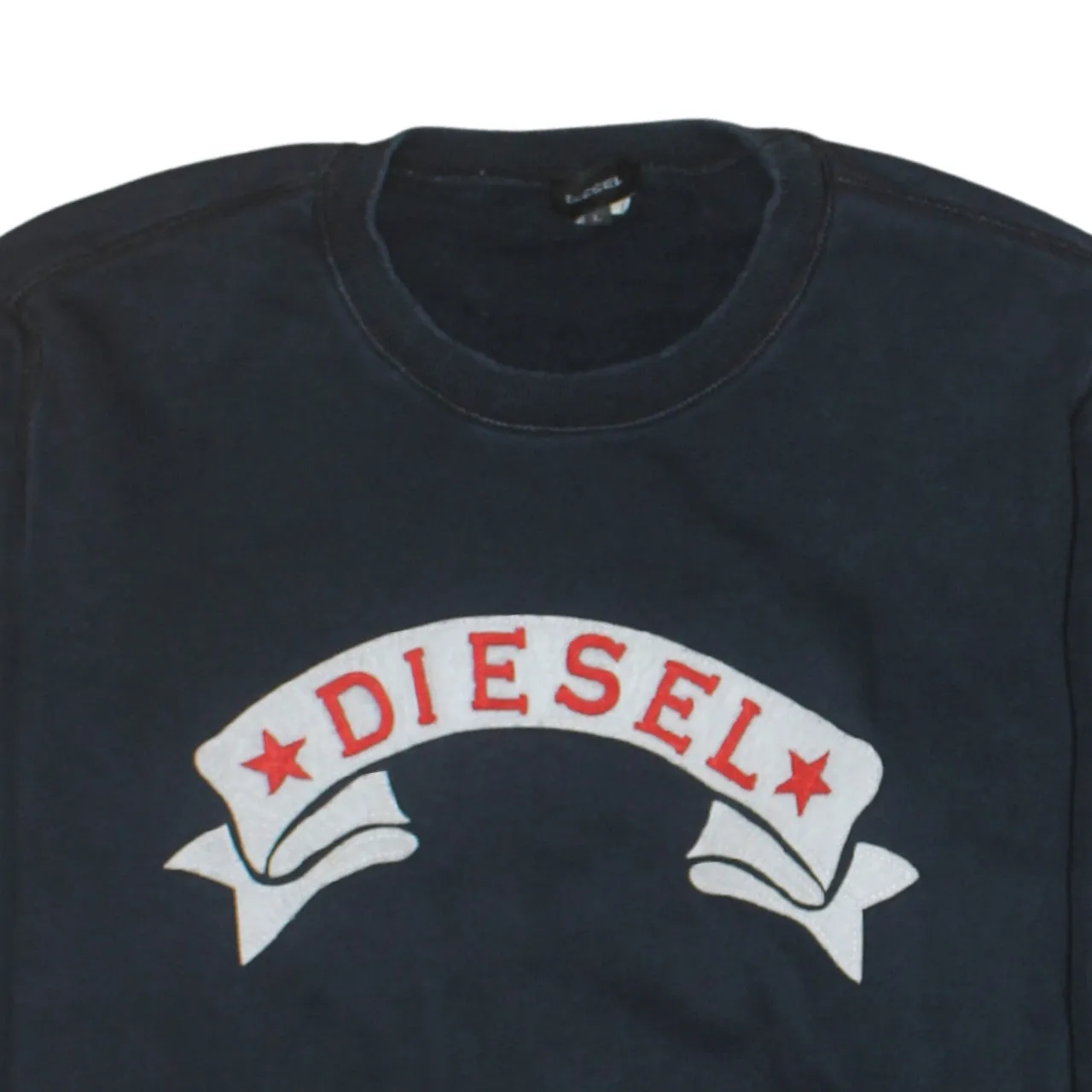 Diesel Navy Sweatshirt Men's Large Printed Banner Logo Crewneck Pullover Fleece Top sold by Vintage Club product image thumbnail 3