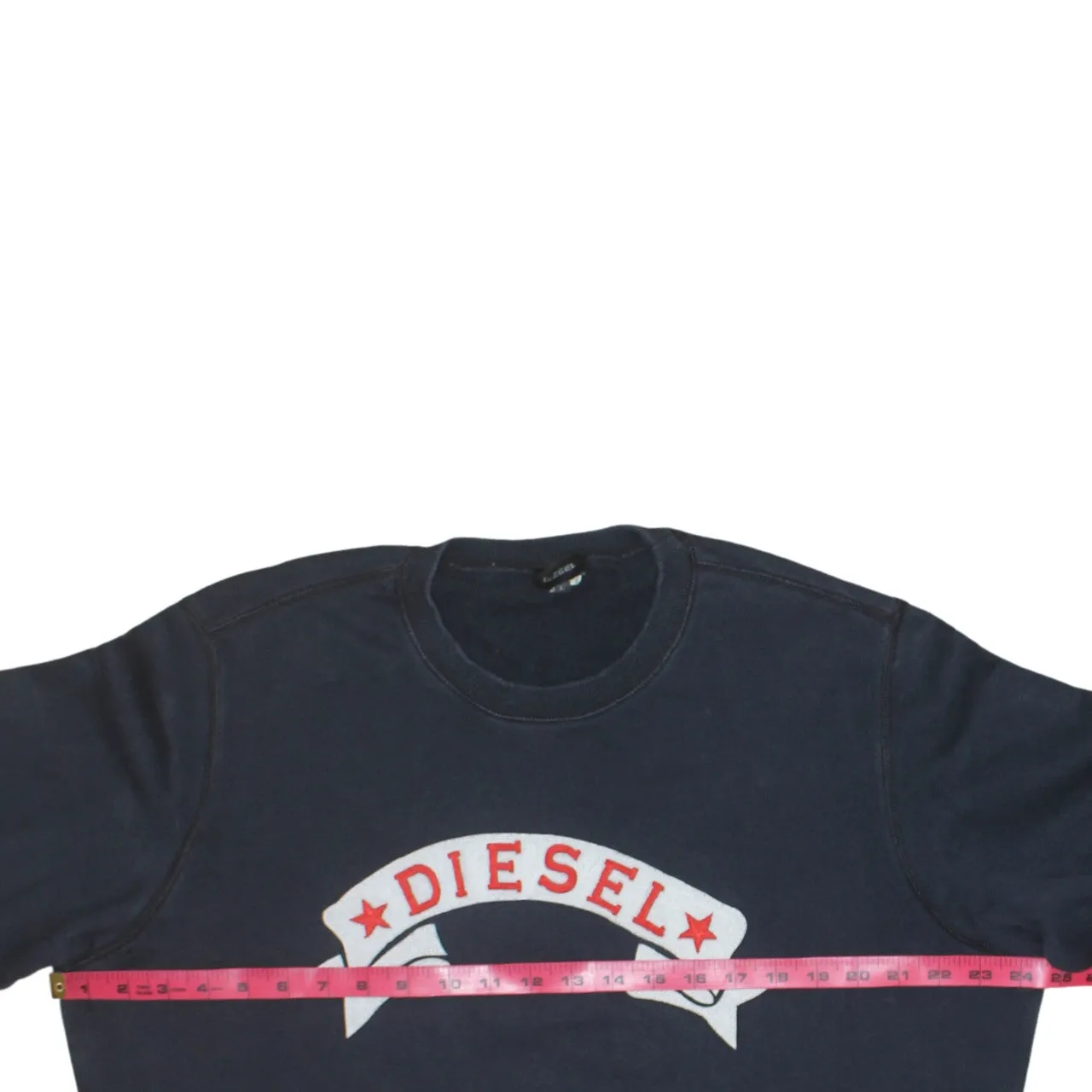 Diesel Navy Sweatshirt Men's Large Printed Banner Logo Crewneck Pullover Fleece Top sold by Vintage Club product image thumbnail 5