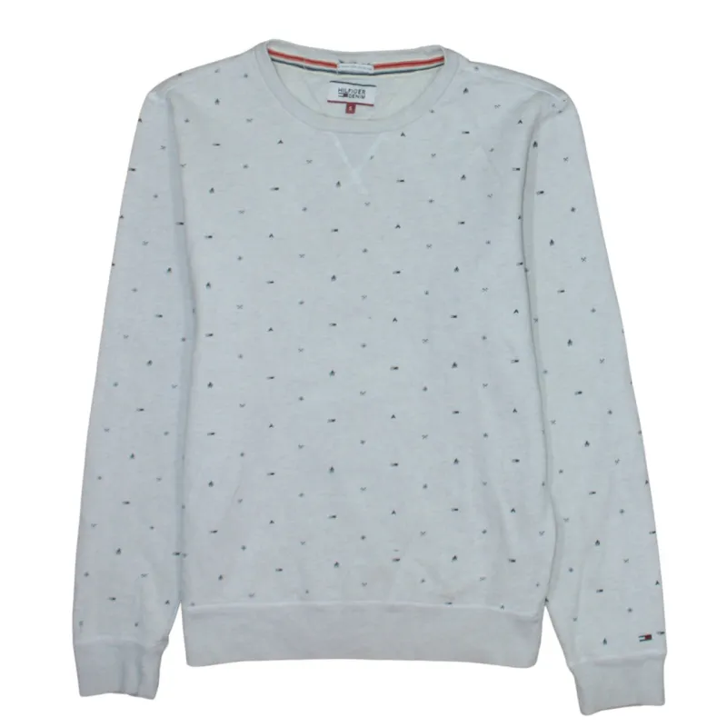 Tommy Hilfiger 90's Plain Crew Neck Sweatshirt Small White made by Tommy Hilfiger