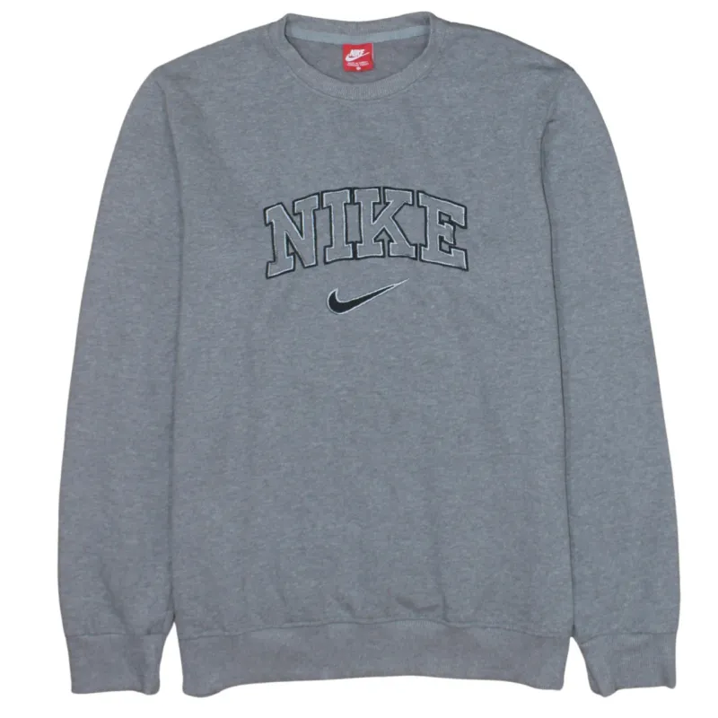 Nike Grey Sweatshirt Women's XLarge Embroidered Arch Logo Crewneck Pullover Fleece Top made by Vintage Club