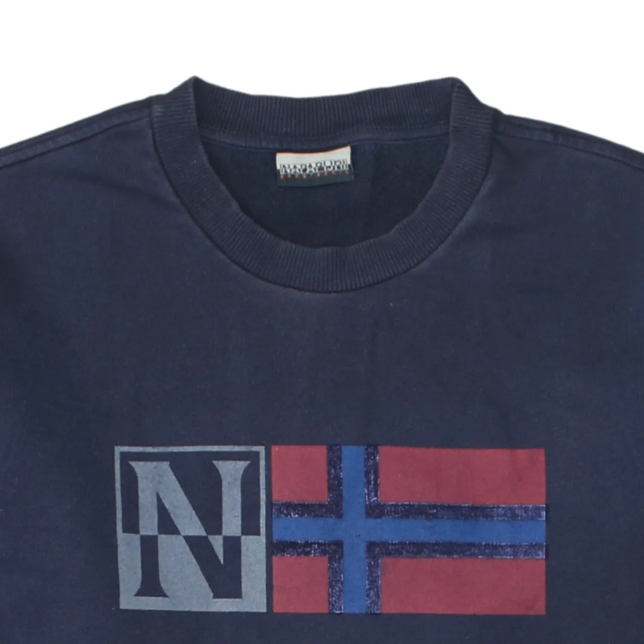 Napapijri 90's Lightweight Crew Neck Sweatshirt Medium Navy Blue sold by Vintage Club product image thumbnail 3