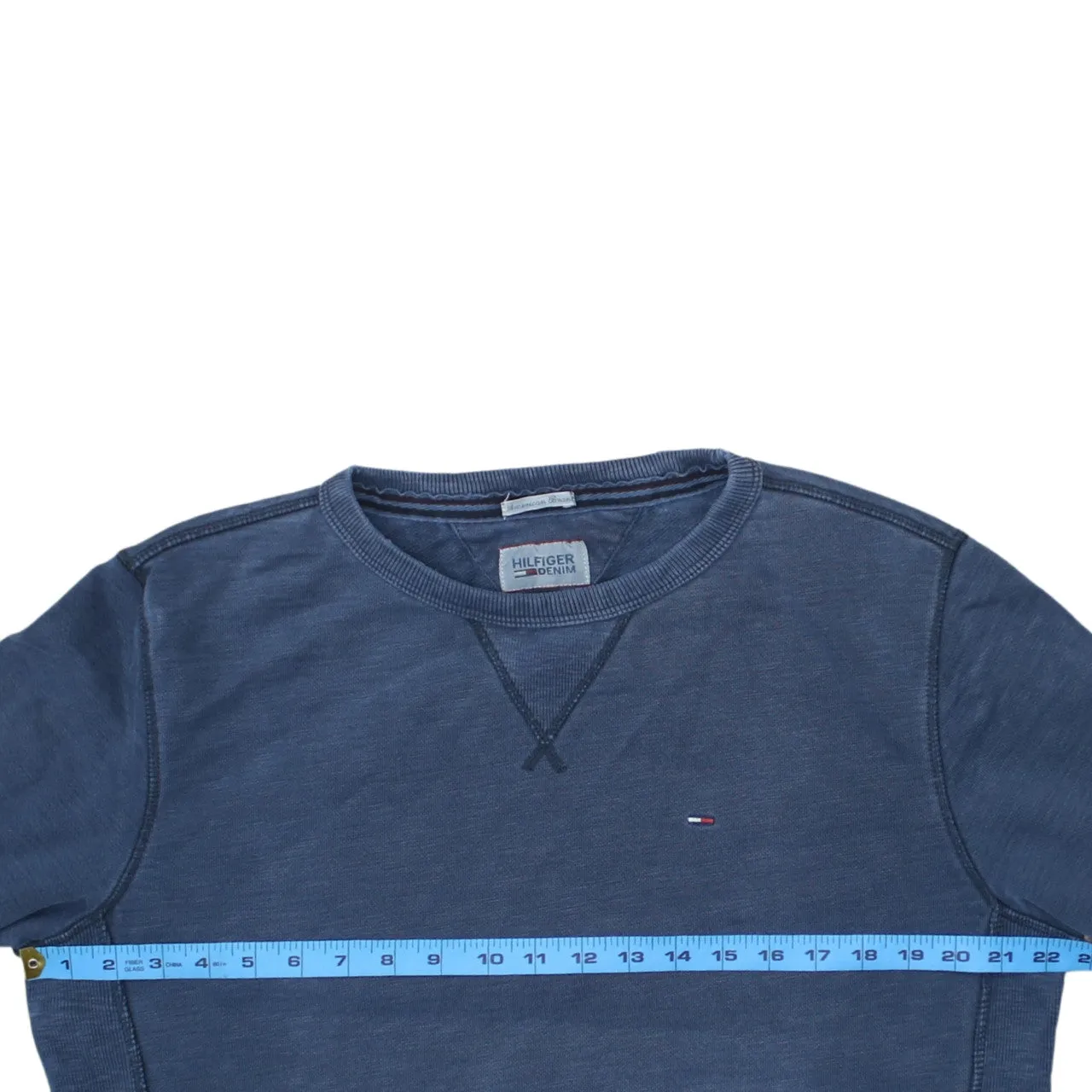 Tommy Hilfiger Navy Blue Sweatshirt Men's Small Embroidered Flag Logo Crewneck Pullover Jumper sold by Vintage Club product image thumbnail 5