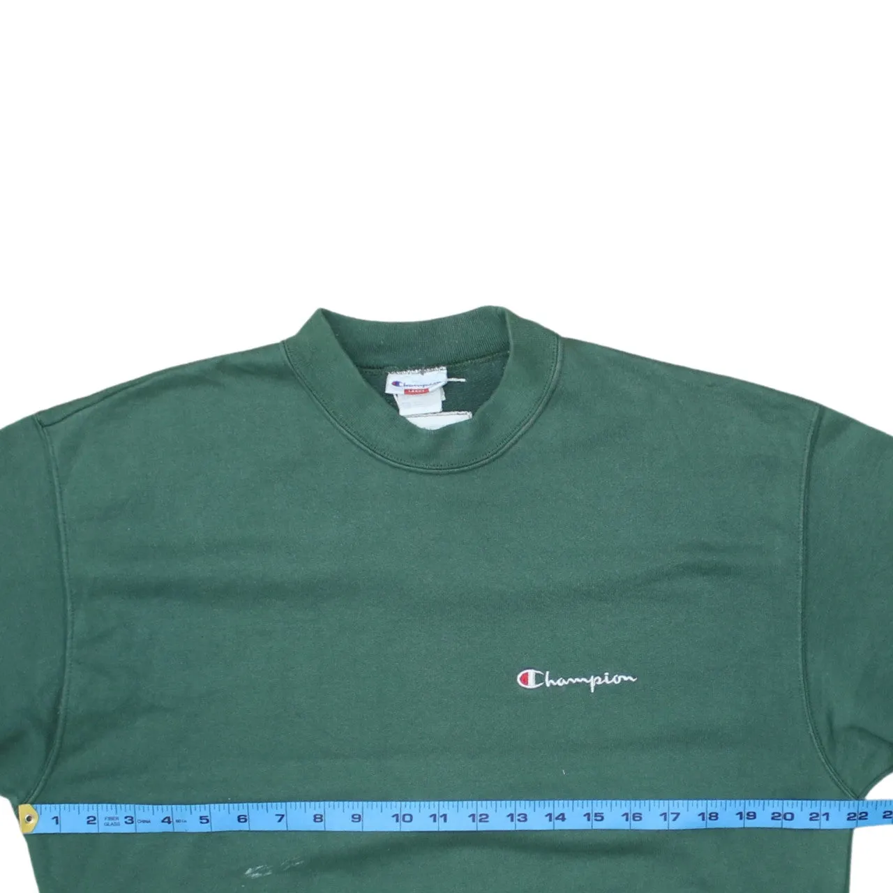 Champion Green Sweatshirt Men's Large Embroidered Script Logo Crewneck Pullover Fleece Top sold by Vintage Club product image thumbnail 5