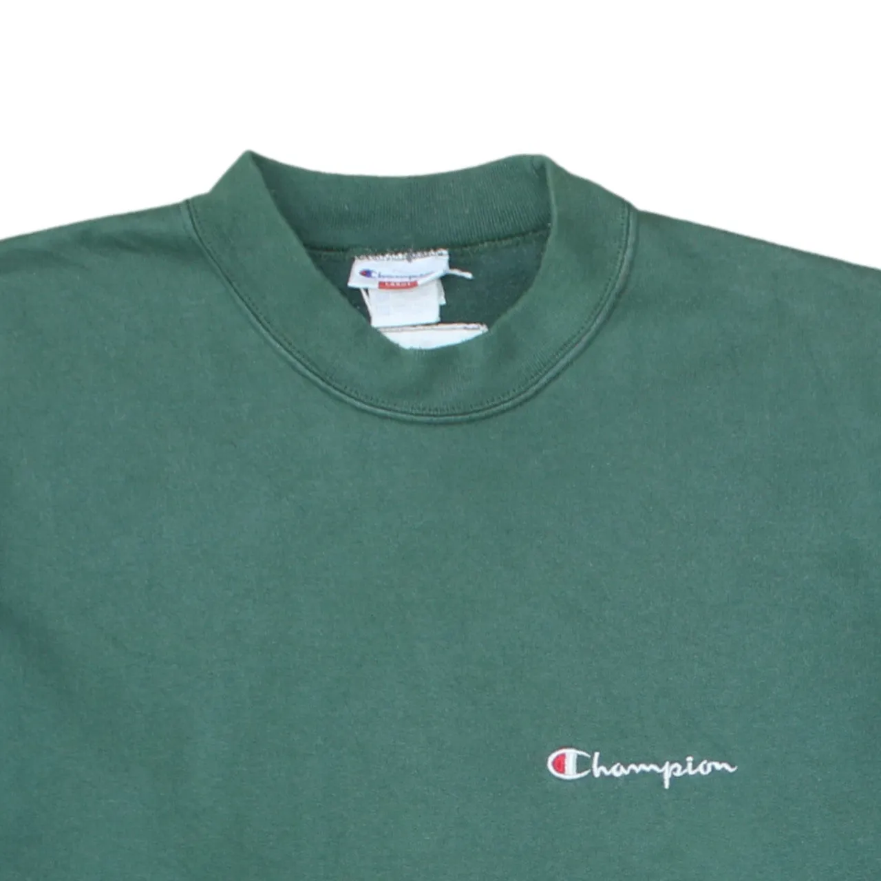 Champion Green Sweatshirt Men's Large Embroidered Script Logo Crewneck Pullover Fleece Top sold by Vintage Club product image thumbnail 3