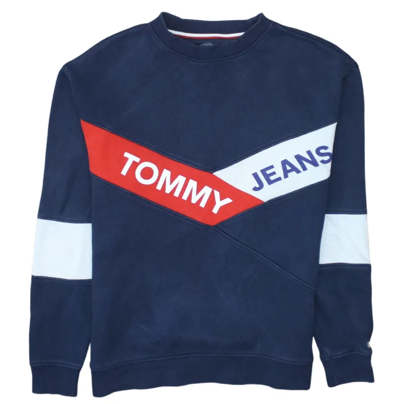 Tommy Jeans Navy Blue Sweatshirt Men's Small Bold Tommy Jeans Logo Crewneck Pullover Top sold by Vintage Club