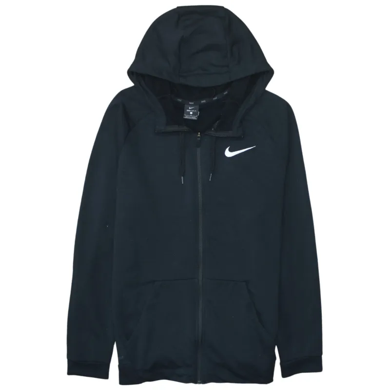 Nike Black Full Zip Hoodie Men’s Large Embroidered Swoosh Split Pocket Sweatshirt sold by Vintage Club