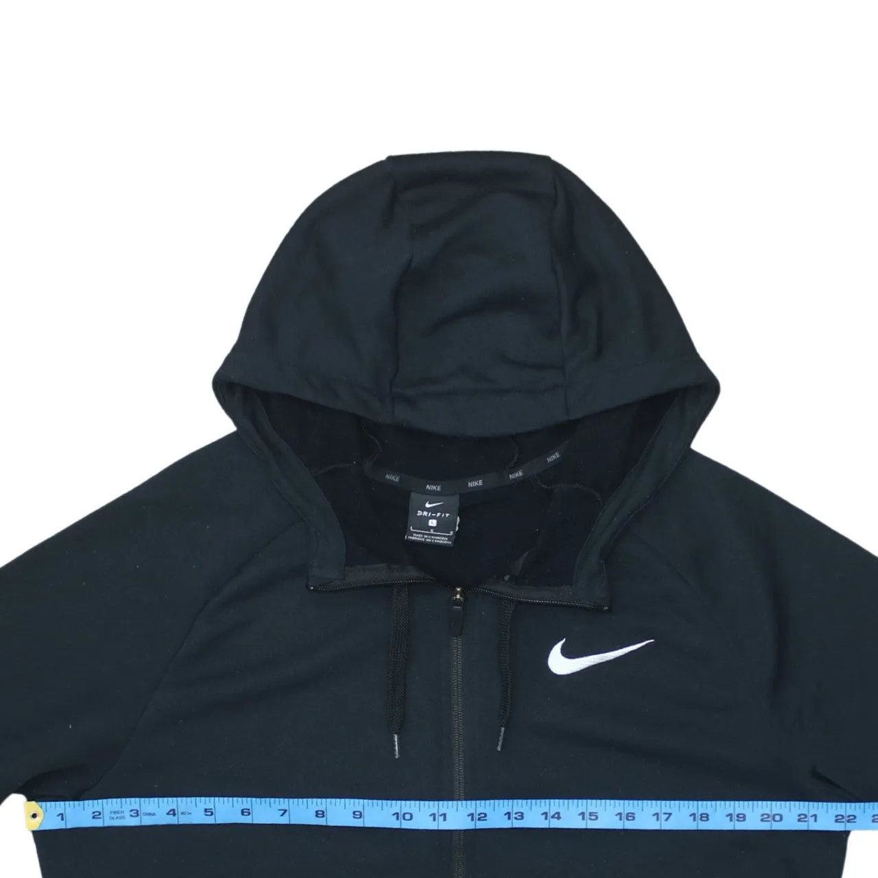 Nike Black Full Zip Hoodie Men’s Large Embroidered Swoosh Split Pocket Sweatshirt sold by Vintage Club product image thumbnail 5