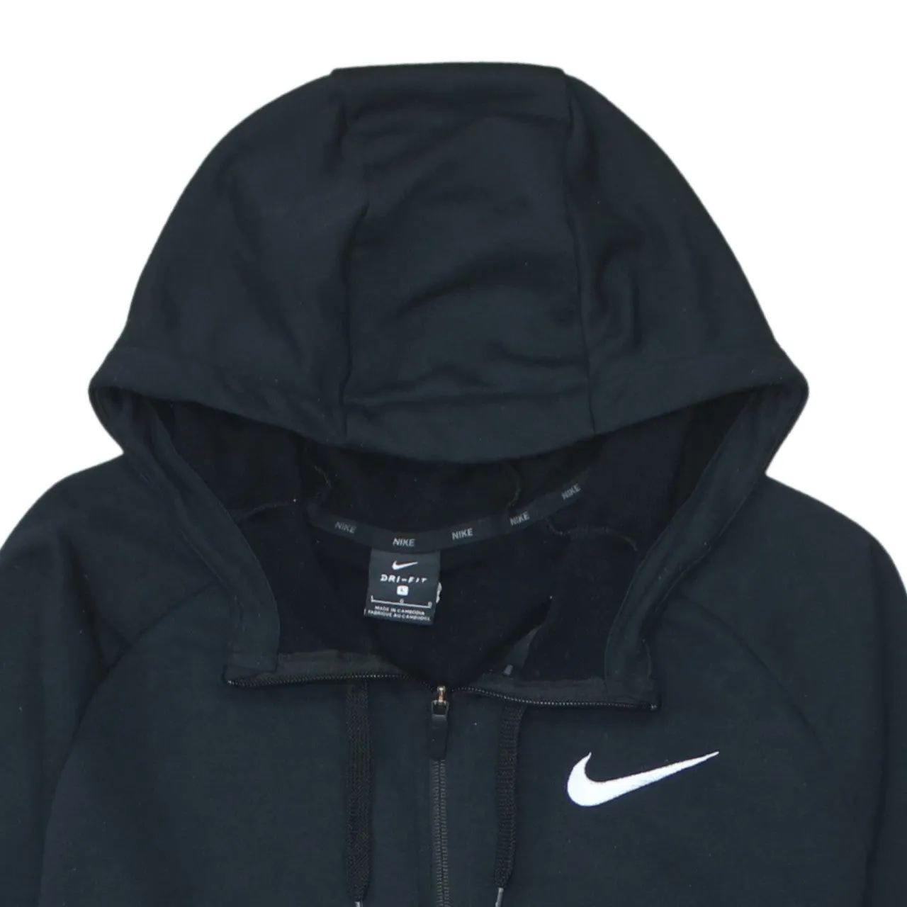 Nike Black Full Zip Hoodie Men’s Large Embroidered Swoosh Split Pocket Sweatshirt sold by Vintage Club product image thumbnail 3
