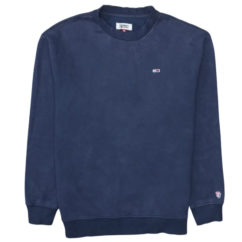 Tommy Jeans Navy Blue Sweatshirt Men's Medium Embroidered Flag Logo Crewneck Pullover sold by Vintage Club