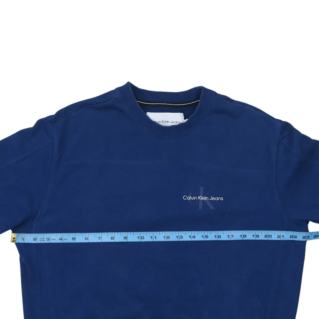 Calvin Klein Blue Sweatshirt Women’s XLarge Embroidered Chest Logo Crewneck Pullover Top sold by Vintage Club product image thumbnail 5