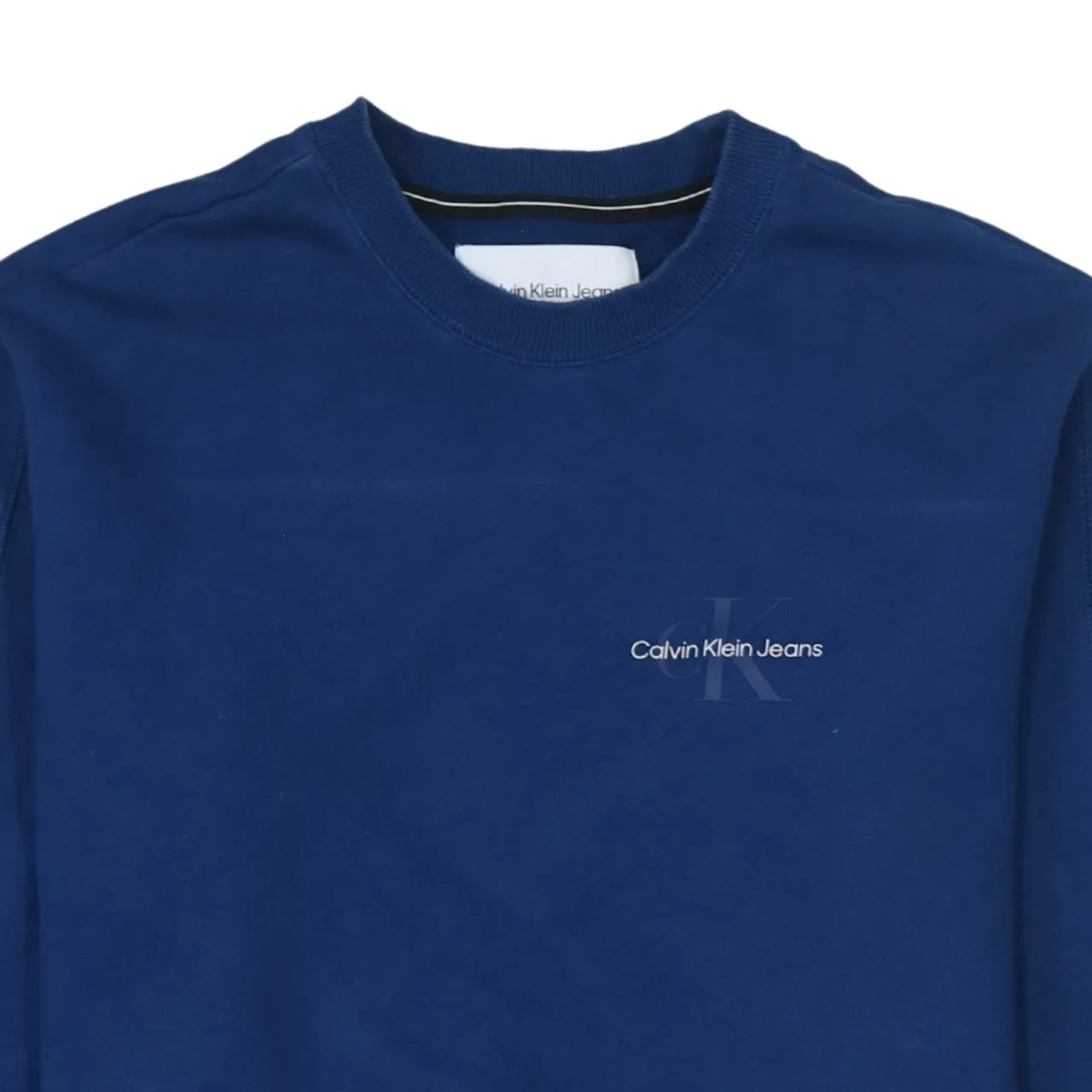 Calvin Klein Blue Sweatshirt Women’s XLarge Embroidered Chest Logo Crewneck Pullover Top sold by Vintage Club product image thumbnail 3